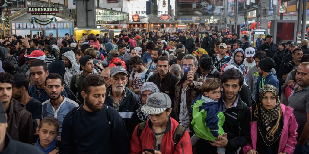 Refugees, many from Syria and Afghanistan, after their arrival at the main train station in Munich, Germany, on the weekend.