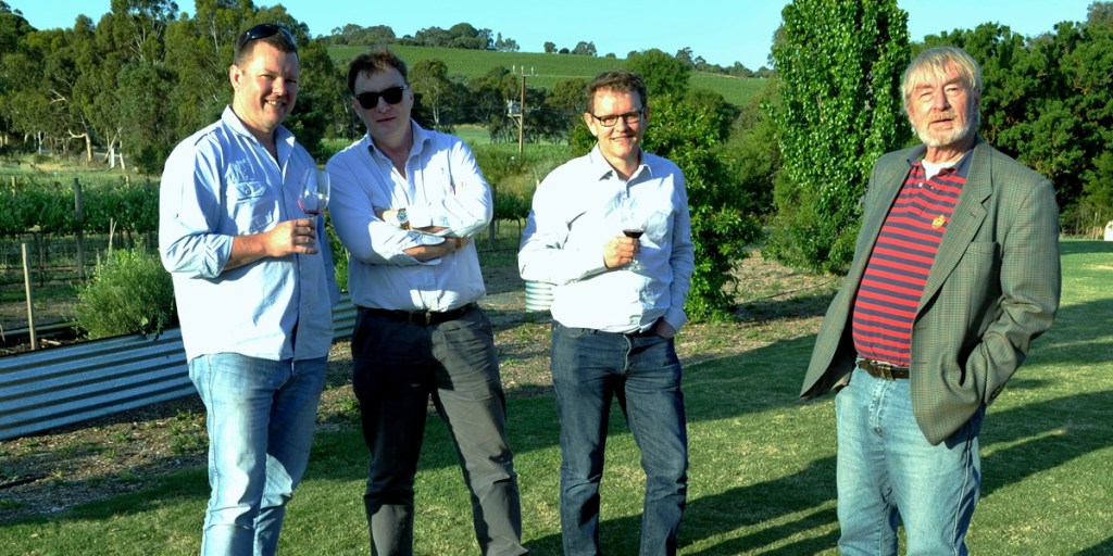 Elbow Room proprietor Nigel Rich, Mark Gifford and Tim Markwell of Blue Poles Vineyard, and Roger Pike of Marius.