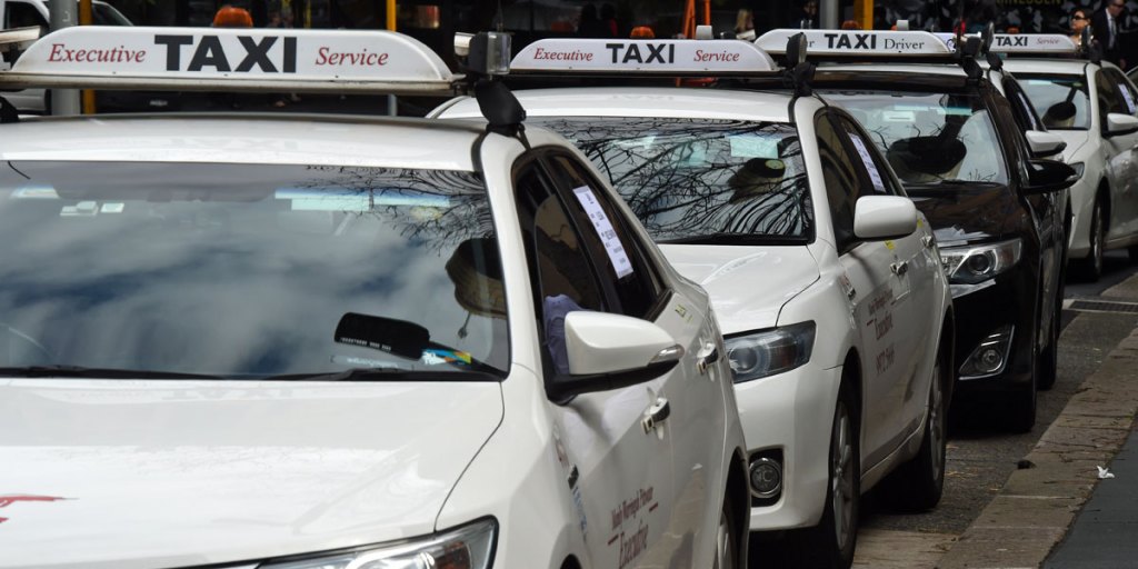 Taxi drivers protesting against Uber in Sydney last month. AAP photo