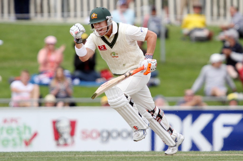 David Warner celebrates his century against New Zealand in 2011 - but the Test ended badly for Australia. AAP Image/Dale Cumming