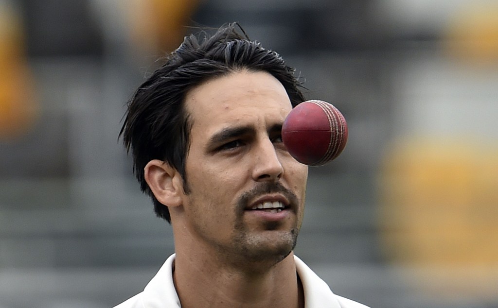EYE ON THE BALL: Paceman Mitchell Johnson during the fifth and final day of the first Trans-Tasman Test.