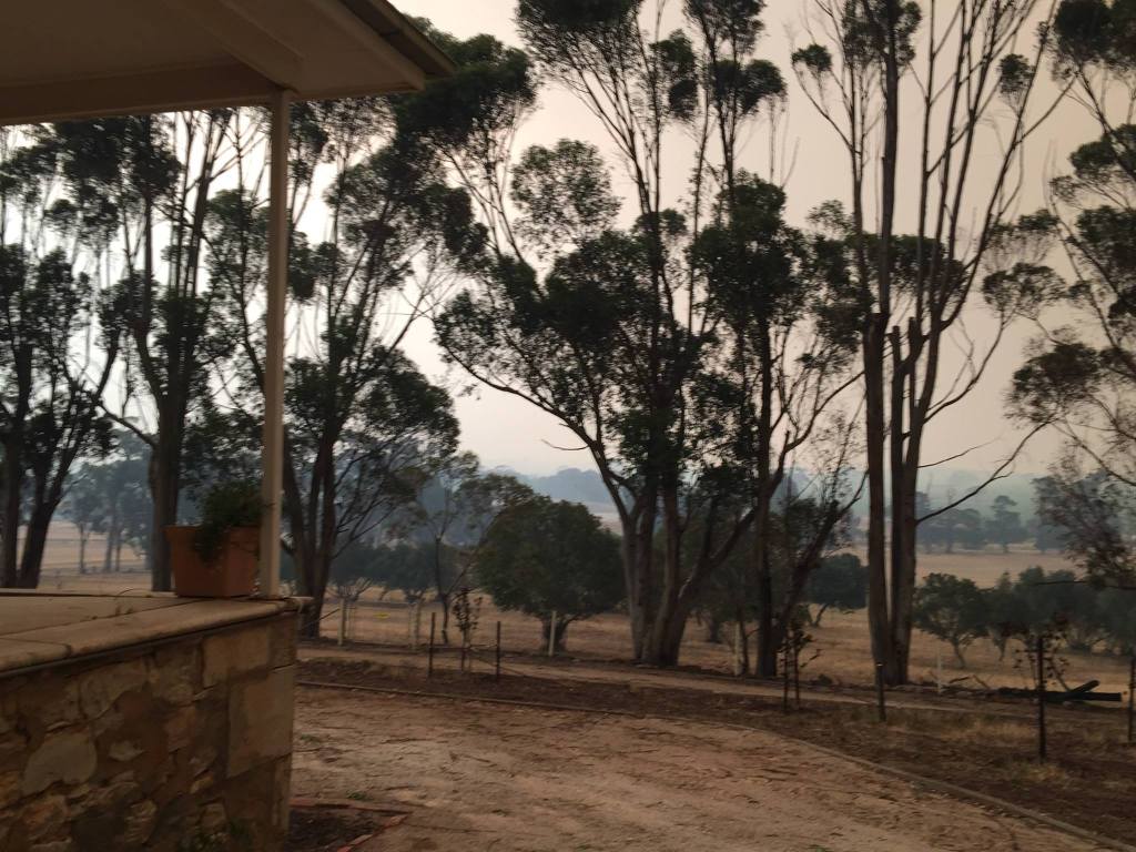 Smoke outside Cameron Garner's Koonunga home yesterday.
