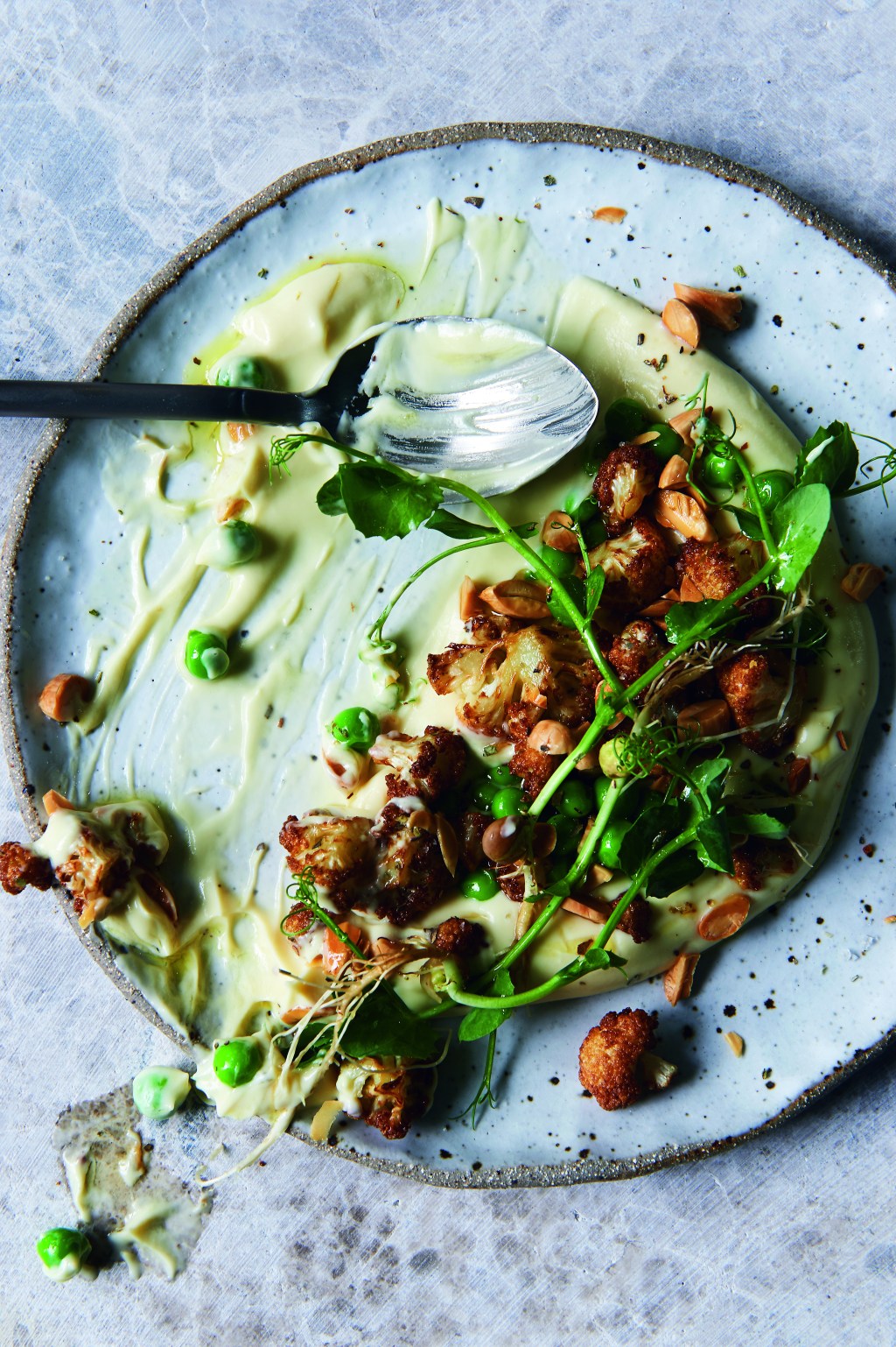 Thumbnail for Garden peas, cauliflower, almonds and lemon salad