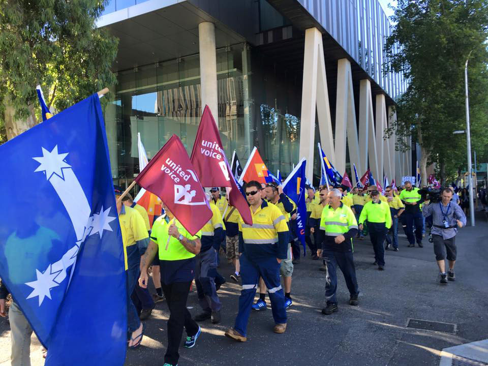 Thumbnail for Allwater workers’ strike makes a splash in CBD