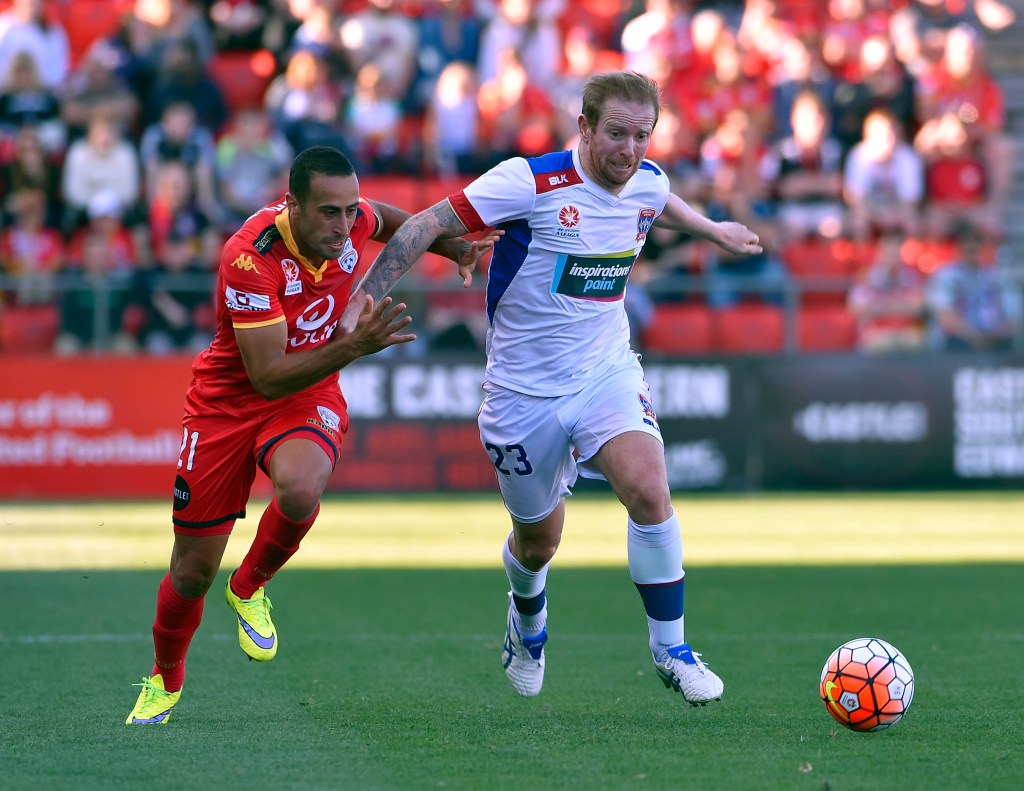 Adelaide and Newcastle really have played twice this season. AAP Image/David Mariuz