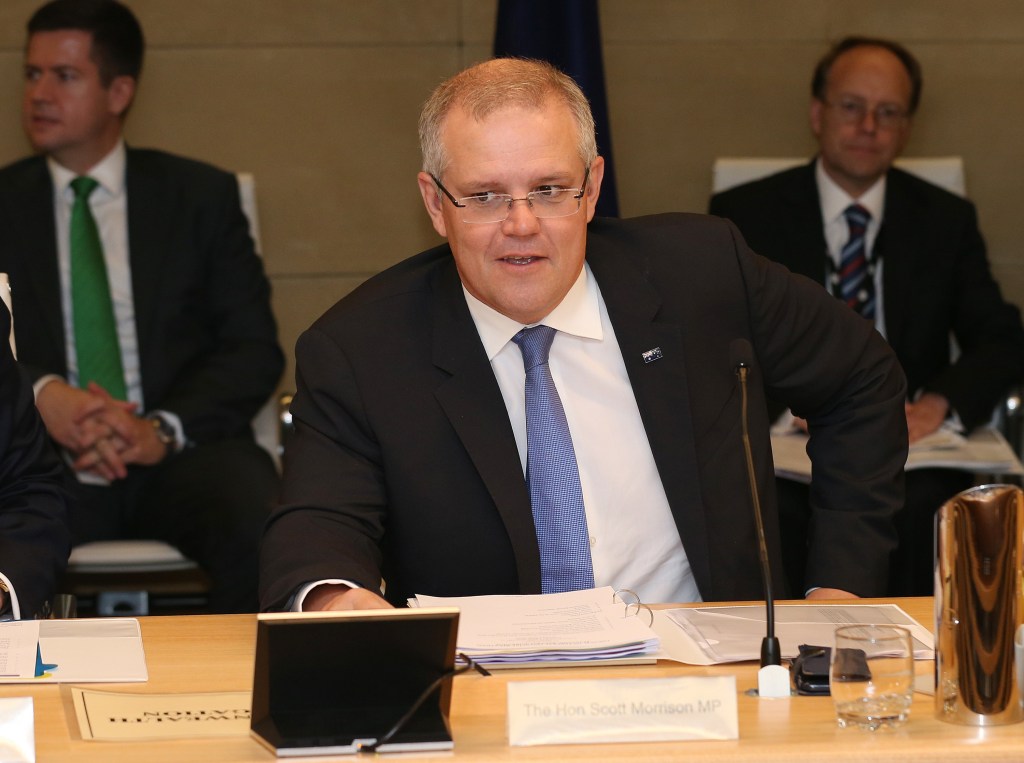 Federal Treasurer Scott Morrison before meeting state and territory counterparts to discuss tax reform. Photo: AAP/David Moir