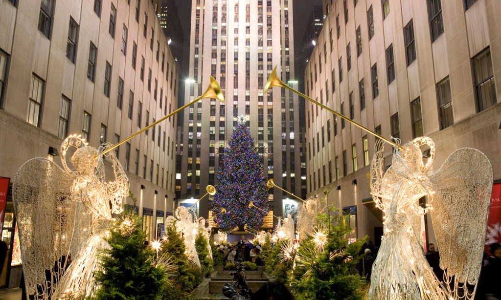 Christmas angels at New York's Rockefeller Centre.