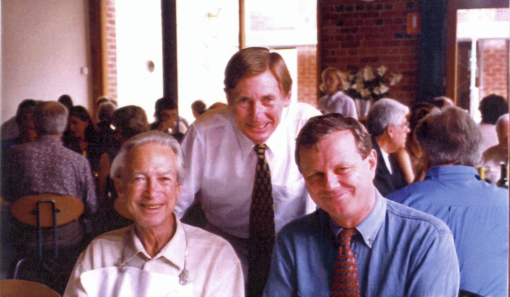 John Bannon (centre) with Don Dunstan and Mike Rann at a lunch organised in Dunstan's honour in 1998. Photo courtesy Flinders University