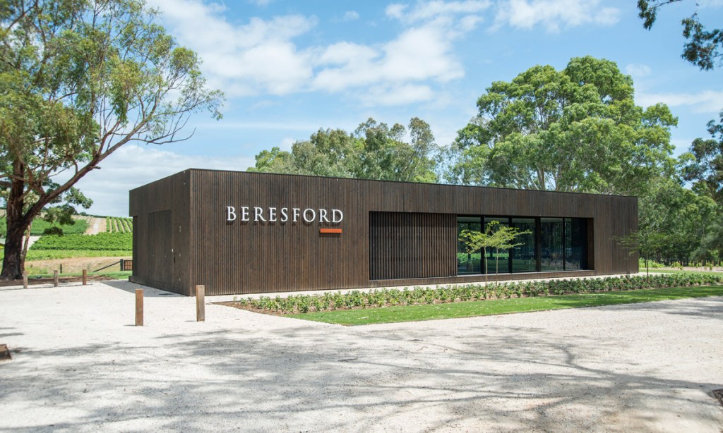 The current architect-designed Tasting Pavilion at Beresford Wines. Photo: supplied