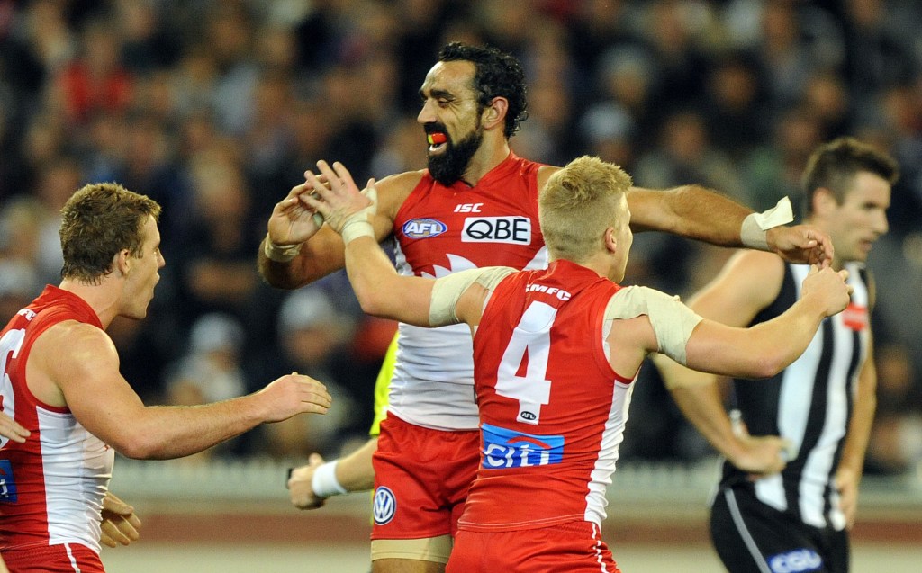 Adam Goodes won't be farewelled by Collingwood supporters. Photo: Joe Castro, AAP.