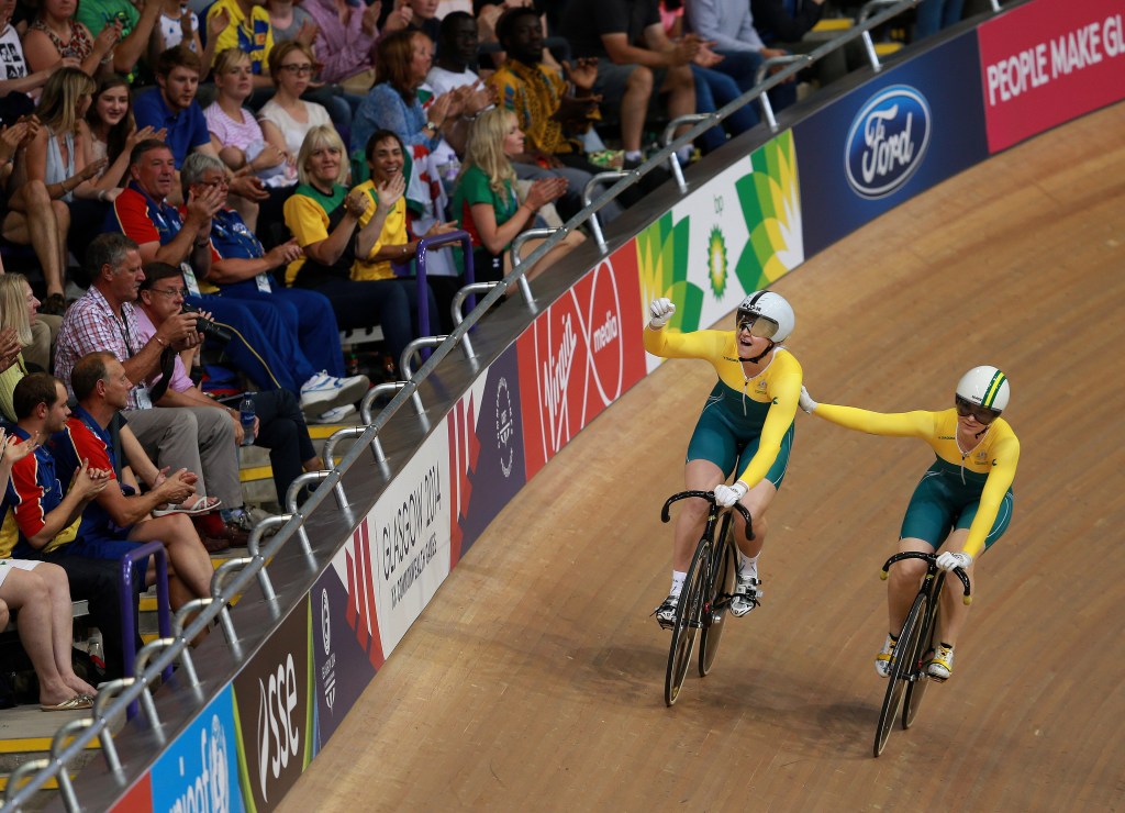 Flashback: Stephanie Morton is congratulated by Anna Meares after winning the Women's Sprint Final at the 2014 Commonwealth Games, one chapter in a long-running rivalry on the track.