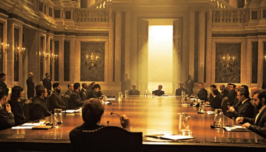 Global villains gather in the Bond film "Spectre".