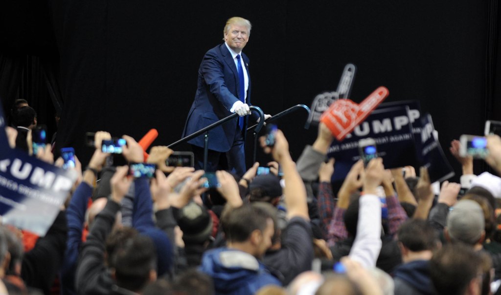 Donald Trump campaigns in Manchester, New Hampshire. PA image