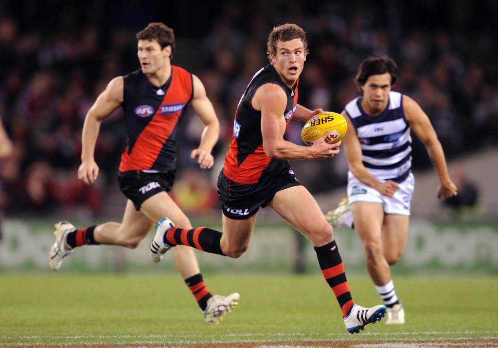 Brent Prismall playing  for Essendon in 2011. Joe Castro, AAP.