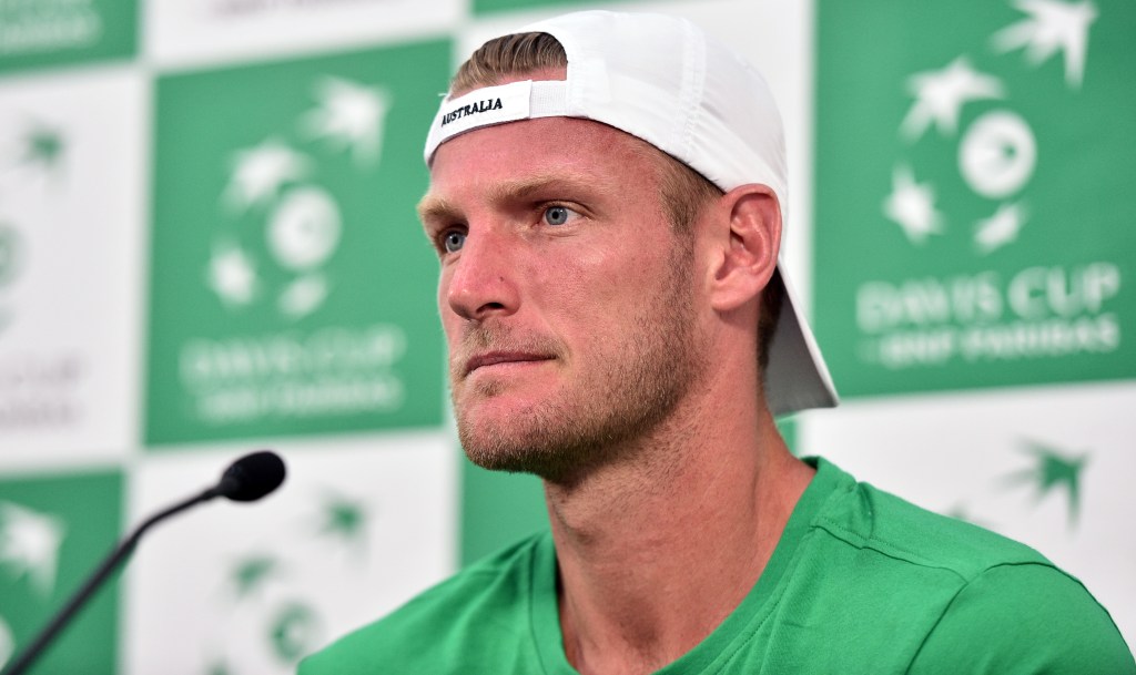 Australian Davis Cup player Sam Groth at a media conference yesterday. Photo: Julian Smith, AAP.