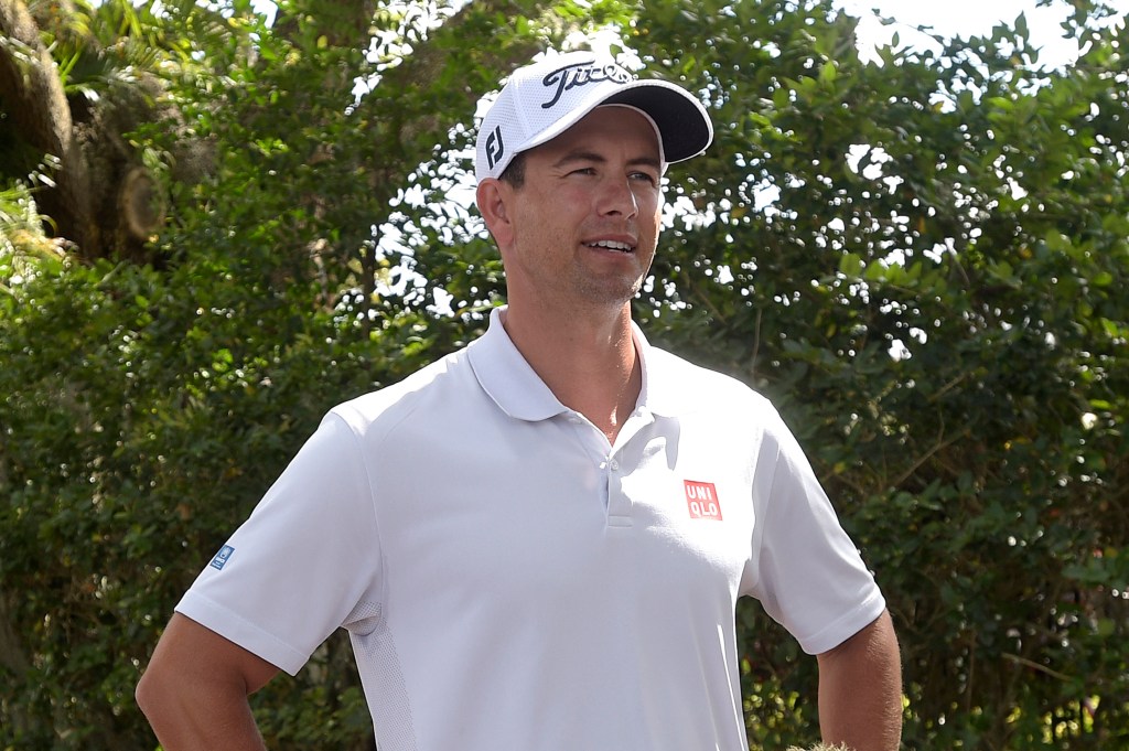 Adam Scott chats to the press before starting his round during a pro-am of the Arnold Palmer Invitational golf tournament. Photo: Phelan M. Ebenhack, AP.