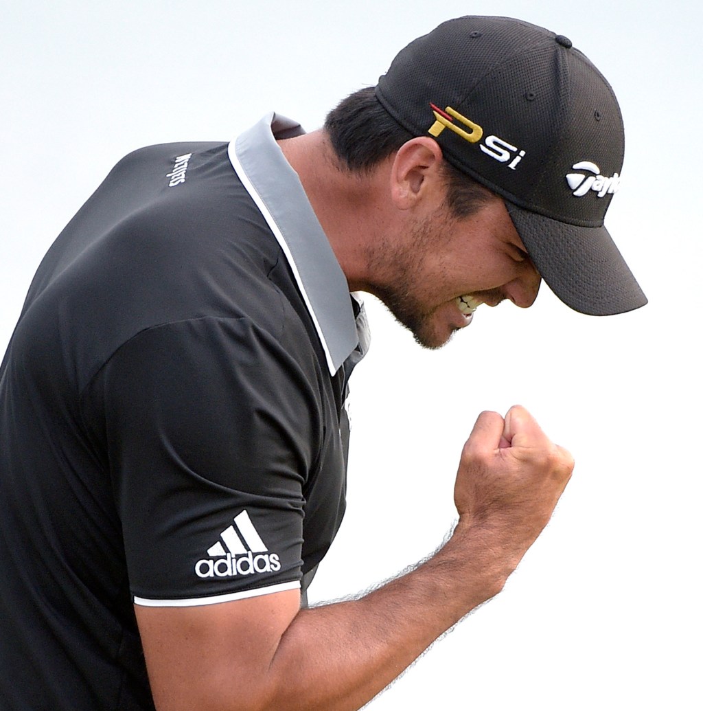 Jason Day celebrates after sinking a putt for par on the 18th green to win the Arnold Palmer Invitational golf tournament in Orlando. Photo: Phelan M. Ebenhack, AP.