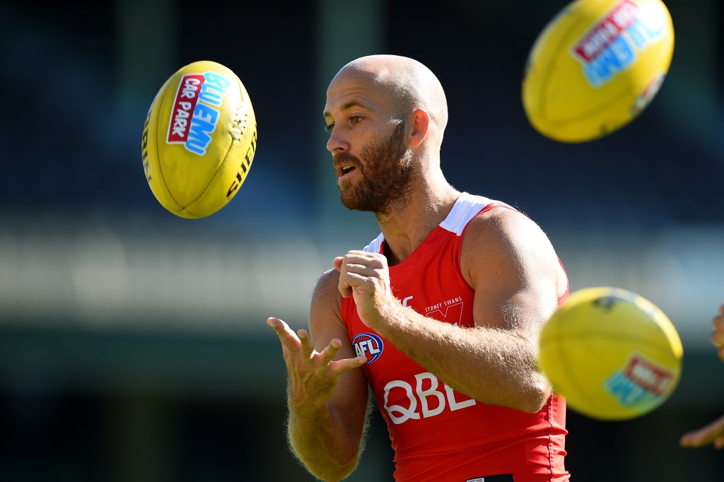 Swans co-captain Jarrad McVeigh at training last week. Photo: Dan Himbrechts, AAP.