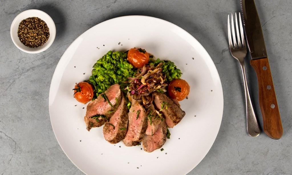 Lamb Backstrap with Green Pea Mash. Photo: supplied