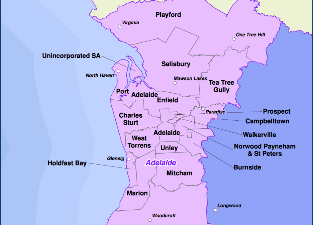 Adelaide's metropolitan councils. Map: Regional Development Australia