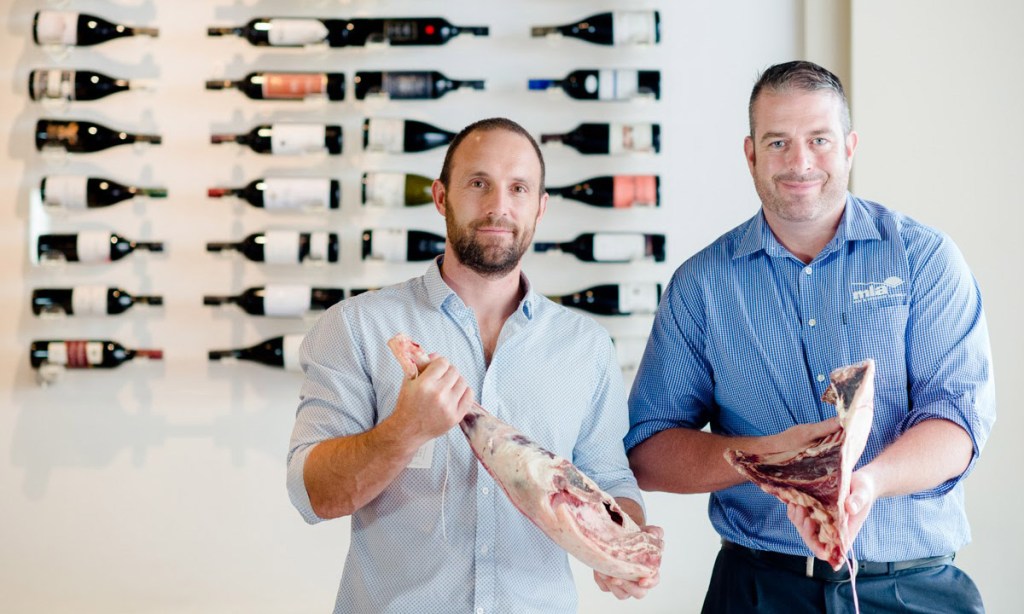 Restaurateur Tim Burvill and MLA corporate chef Sam Burke at A Hereford Beefstouw.