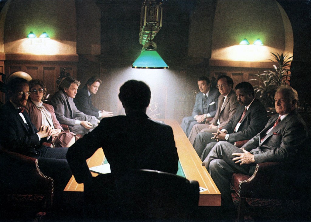 A scene from the 1983 film "The Star Chamber", in which a group of judges take the law into their own hands.