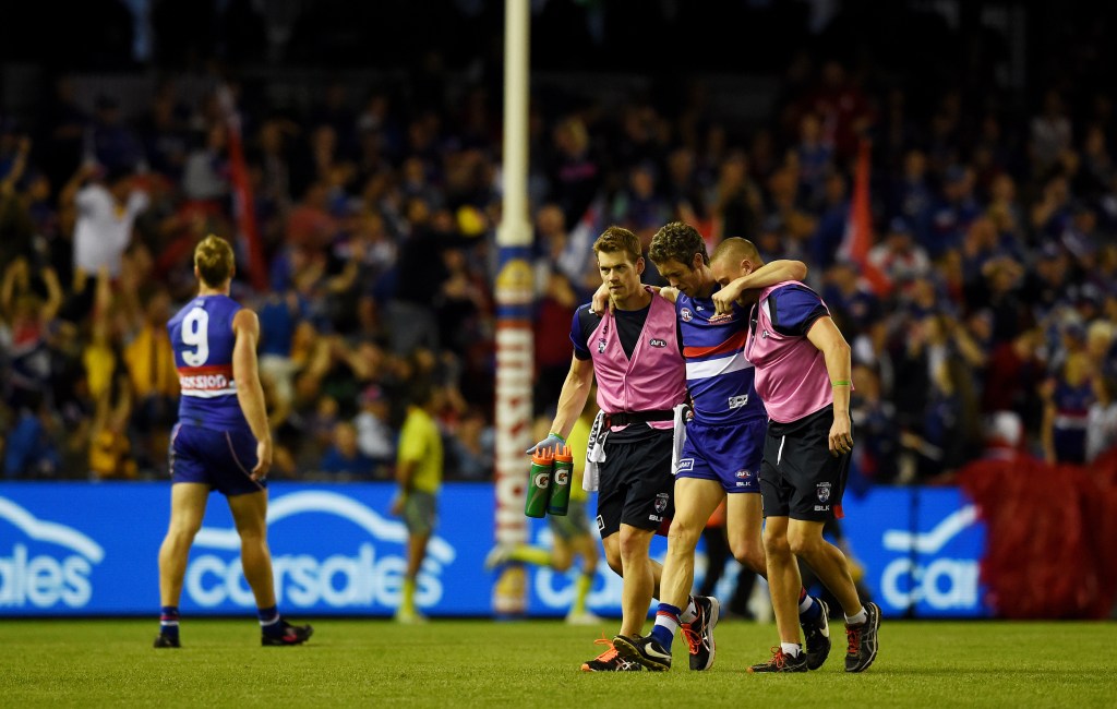 Skipper Bob Murphy was one of many injured Bulldogs backmen this season. Photo: Tracey Nearmy / AAP