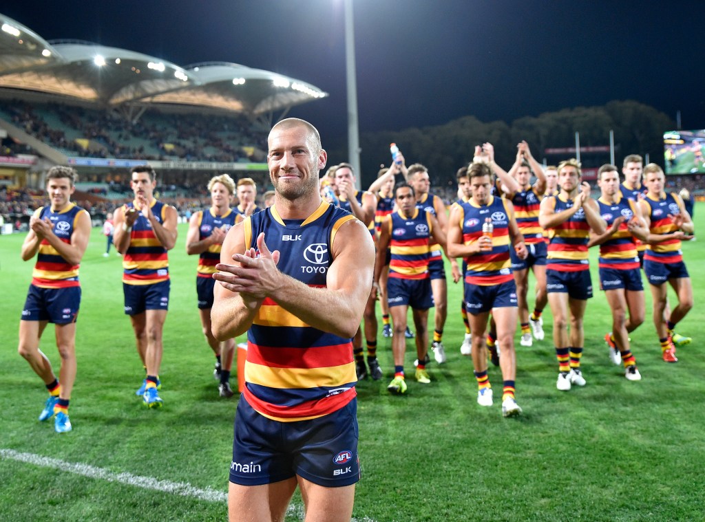 The Crows hope to send Scott Thompson off a winner in his 300th game. Photo: David Mariuz, AAP.