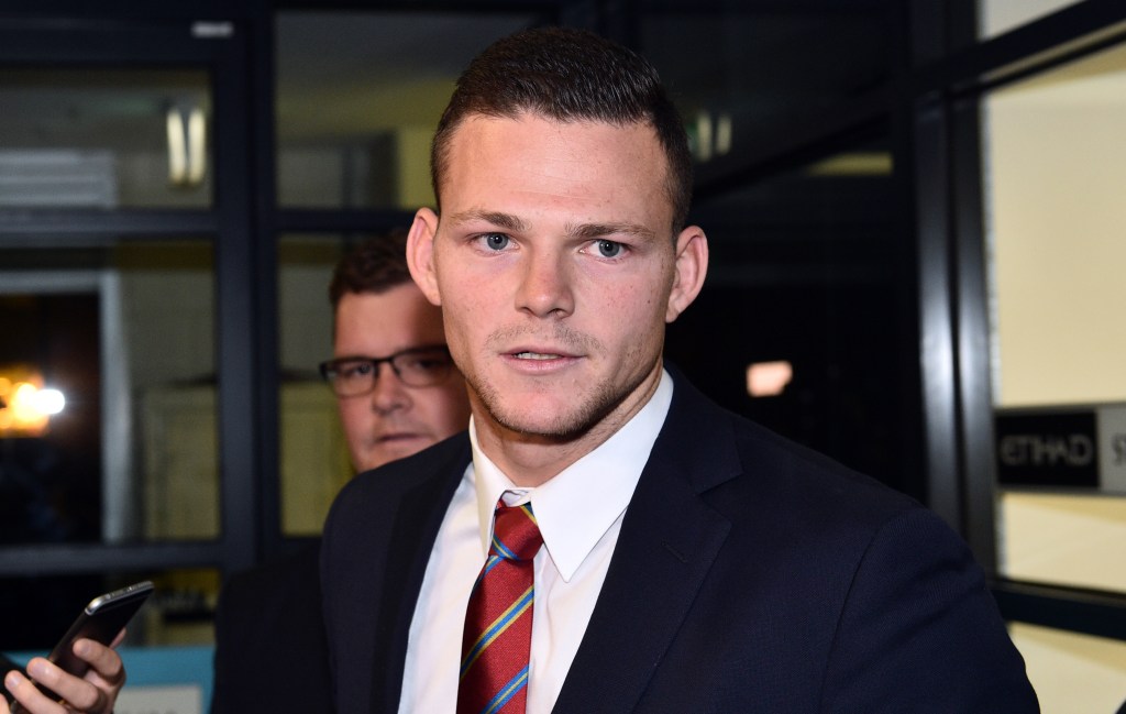 Gold Coast Suns player Steven May leaves the AFL tribunal in Melbourne last night. Photo: Julian Smith, AAP.