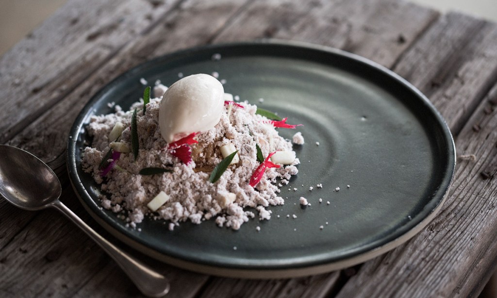 Pedro Ximinez ice-cream with spiced apple, brown butter and hazelnut.