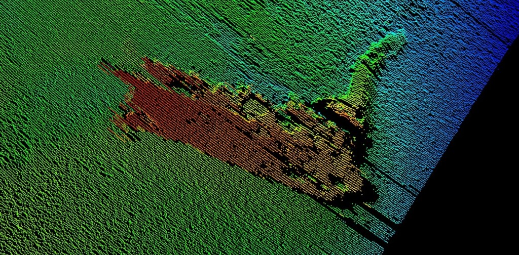 A sonar image of the ‘Nessie’ found 180 metres deep in Loch Ness. Kongsberg Maritime