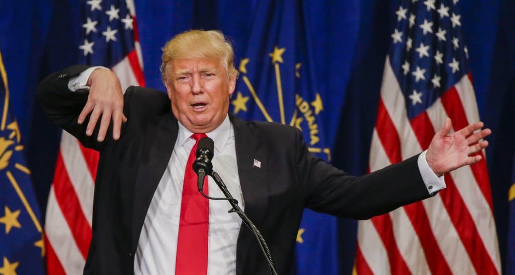 Donald Trump at a campaign rally in South Bend, Indiana. Photo:  EPA/Tannen Maury