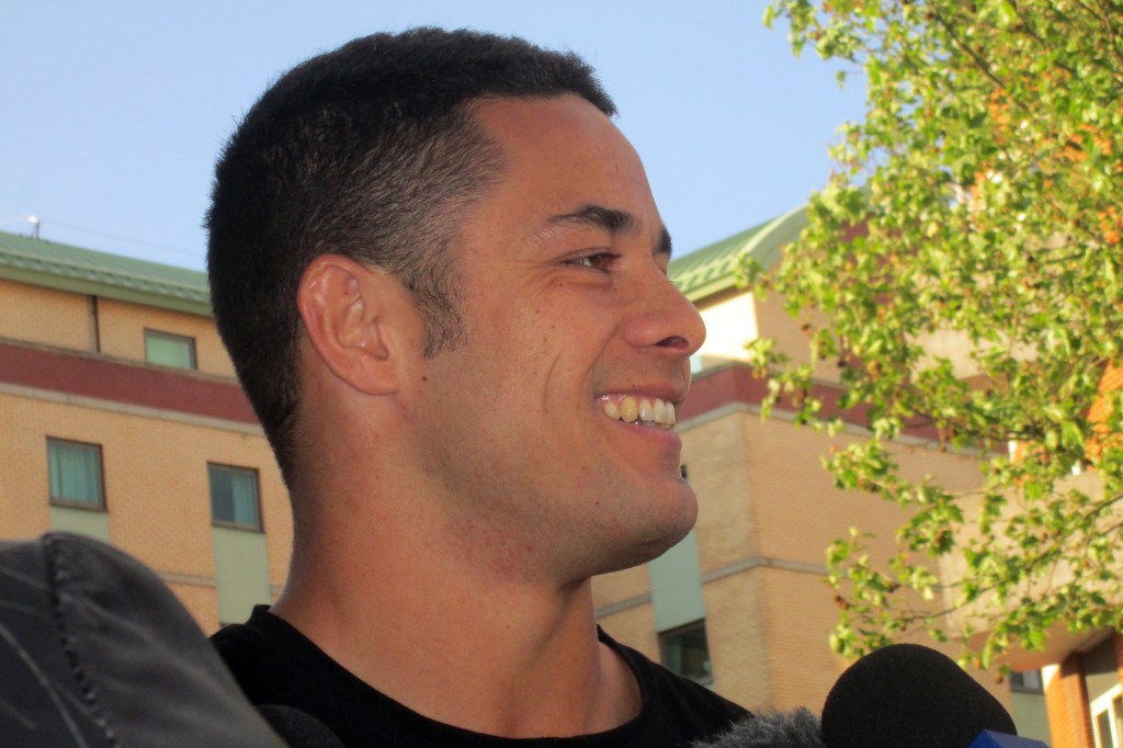 Hayne speaks to the media in London this week. Photo: Lloyd Jones, AAP.