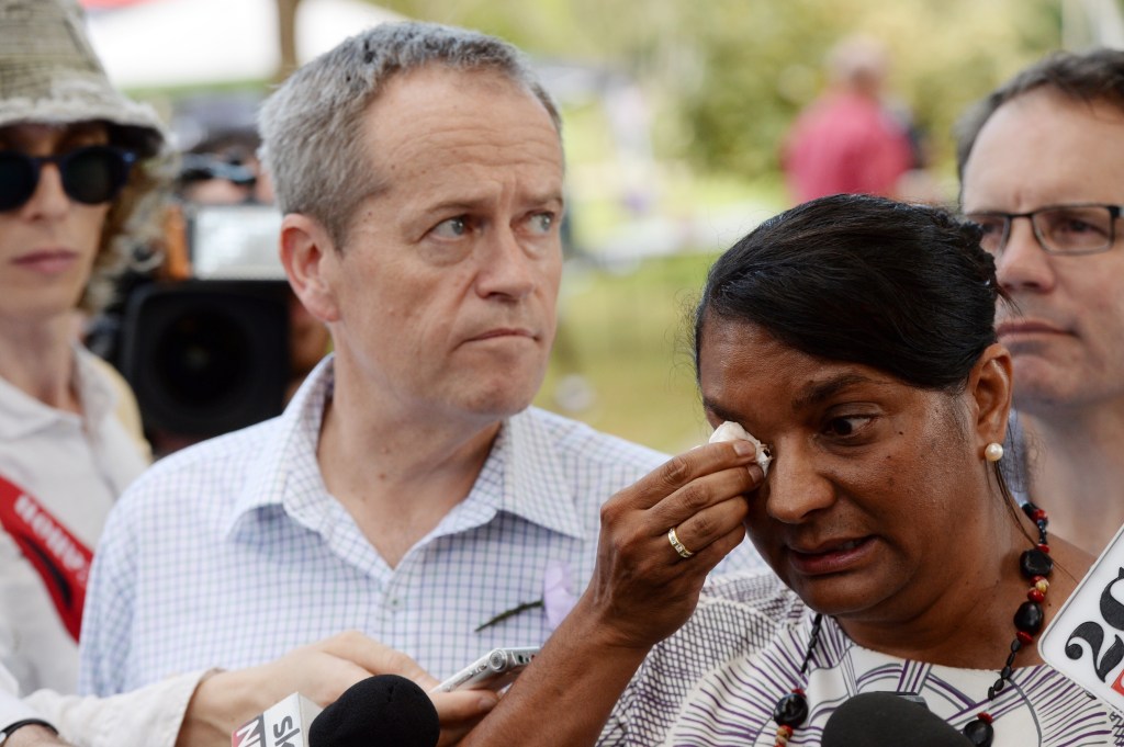 Outgoing Northern Territory Labor Senator Nova Peris (right) with Opposition Leader Bill Shorten. Photo: AAP/Mick Tsikas