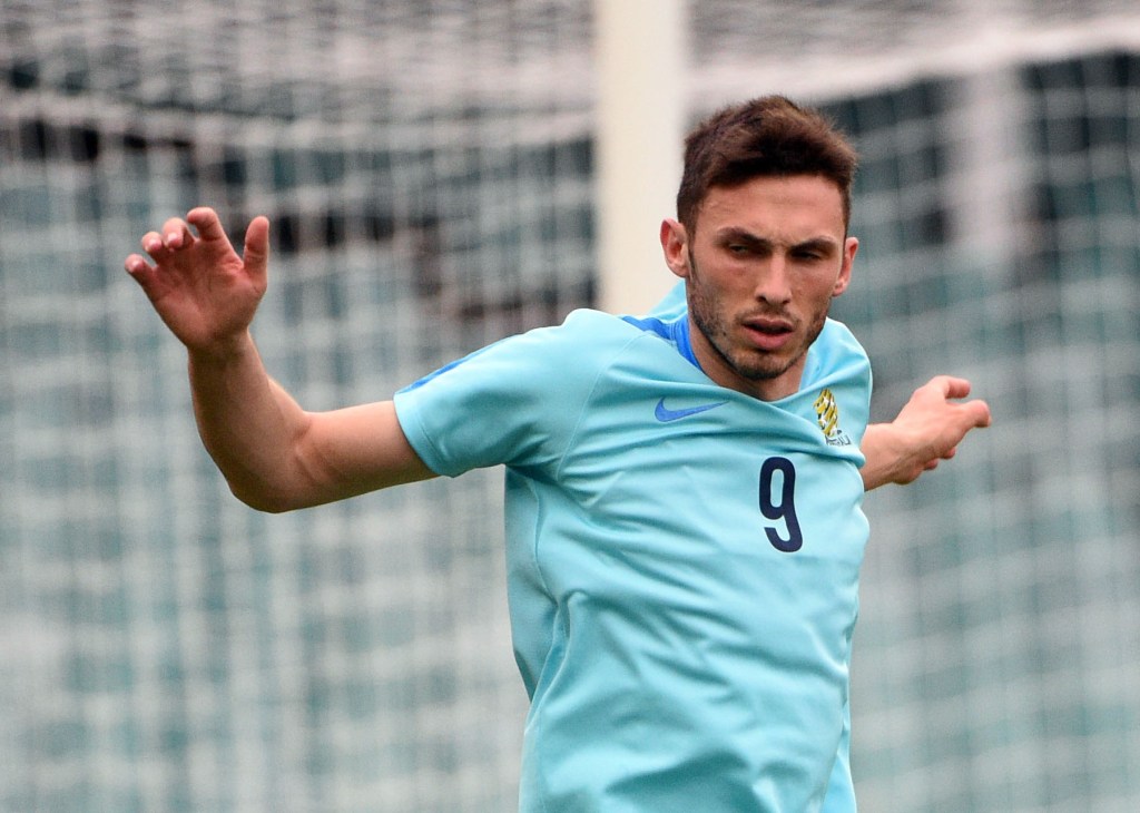 Australian Socceroos player Apostolos Giannou at training ahead of their World Cup Qualifier against Jordan in March. Photo: Mick Tsikas, AAP.