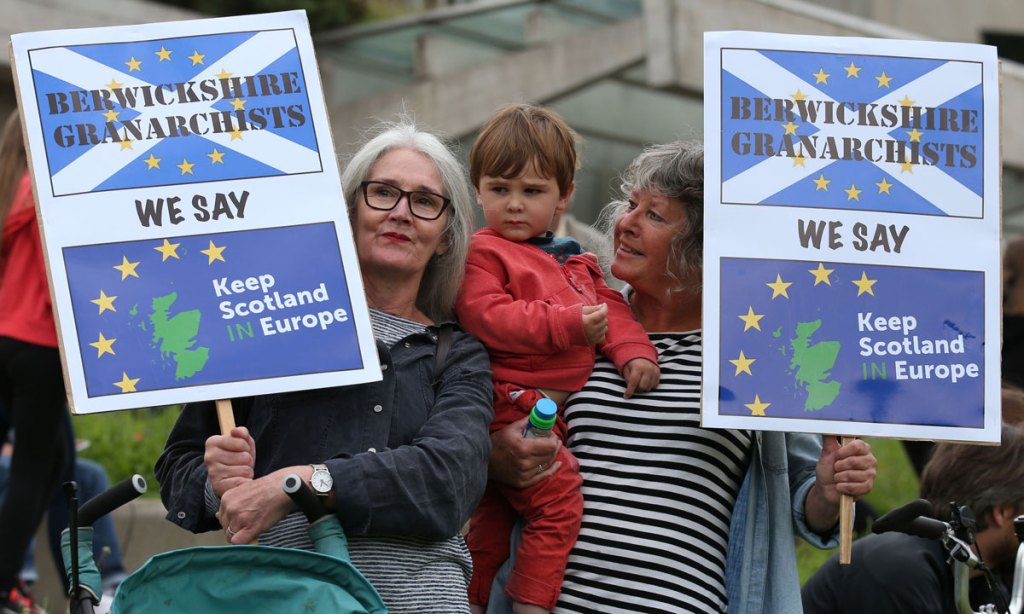 Many older UK residents voted to leave the EU, but the majority of Scots - including these "Granarchists" - want to stay. Photo: PA