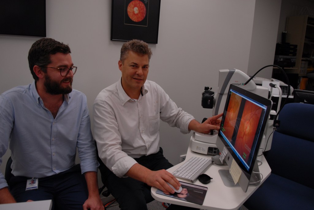 Flinders glaucoma researchers Dr Owen Siggs, left, and Professor Jamie Craig.
