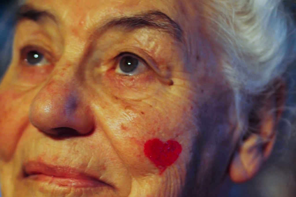 Helen Oxenham in a photo for the Red Heart campaign against domestic violence. Image supplied.