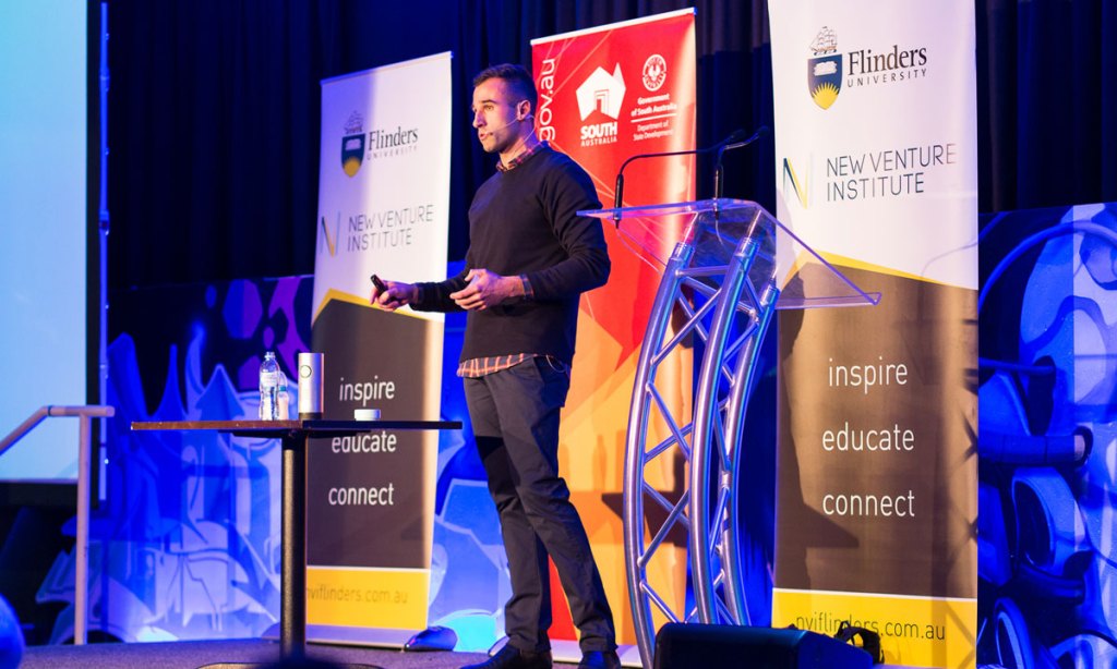 Daniel Lauterio presents his pitch at the eNVIe awards.
