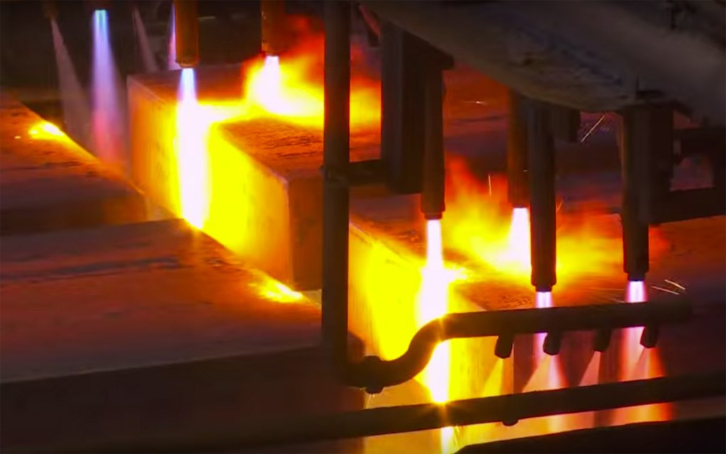 Steel being manufactured at Whyalla steelworks. 