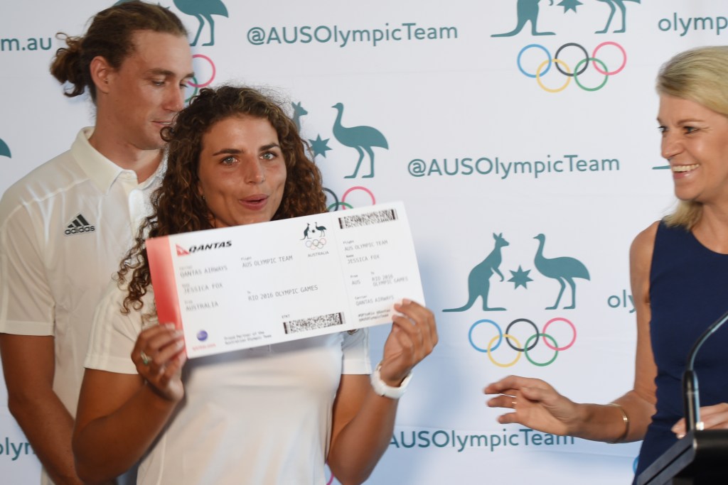 Jessica Fox (with Kitty Chiller, right) is delighted the women's eight has a ticket to Rio. Photo: Dean Lewins, AAP.