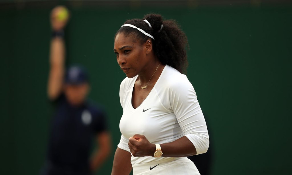 Serena Williams on court at Wimbledon. Photo: PA