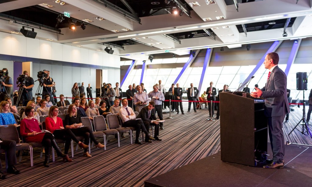 Tom Koutsantonis makes his budget pitch to media. Photo: Andre Castellucci / InDaily