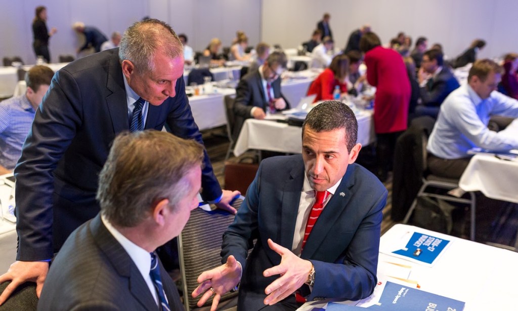 "Now do you understand?" Tom Koutsantonis explains his budget, with Jay Weatherill looking over his shoulder. Photo: Andre Castellucci, InDaily.