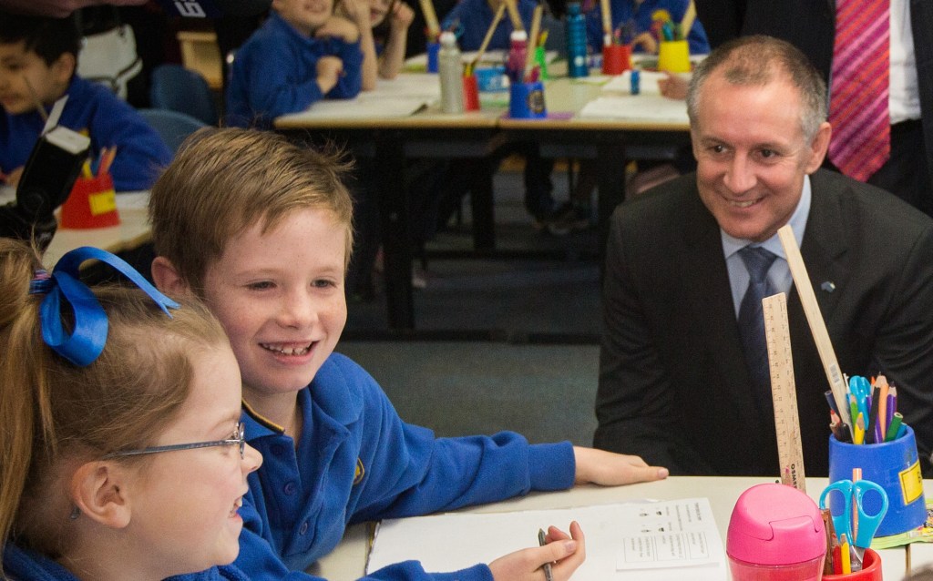 Jay Weatherill visiting a school. Photo: AAP