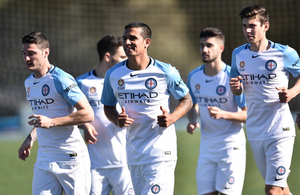Tim Cahill’s Melbourne City will play Adelaide United at Hindmarsh on January 12. Photo: Julian Smith, AAP.