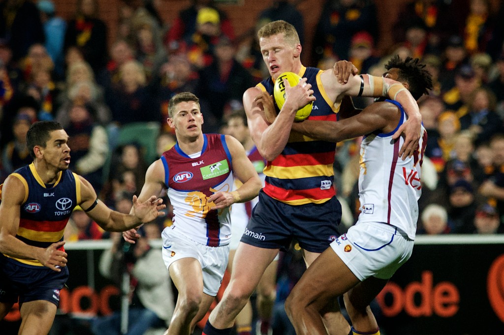 Reilly O'Brien was solid in his AFL debut but faces a formidable foe this week. Photo: Michael Errey, InDaily.
