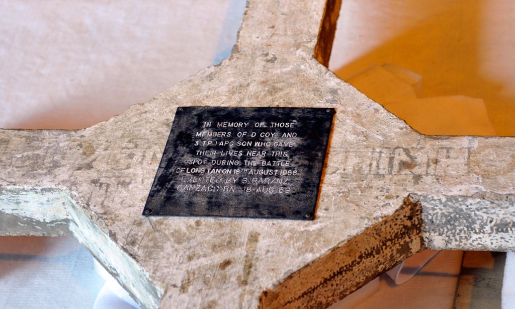 The plaque on the Long Tan Cross. Photo: AAP