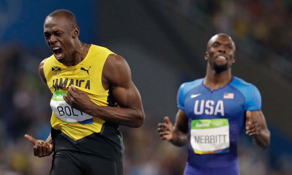 Usain Bolt celebrates winning the gold medal in the men's 200m final at Rio. Photo: AP