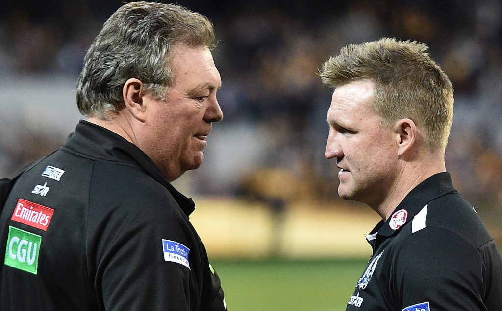 Nathan Buckley says he will miss Neil Balmes counsel. Photo: Julian Smith / AAP